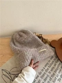 Dark gray chunky knit beanie with INSTITUTE label for winter warmth and comfort - Alpaca Wool Slouch-Khaki