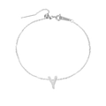 Dainty silver stainless steel anklet featuring a minimalist initial Y pendant charm - Letter Y / Silver