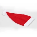 Bonnet de Noël classique en tricot rouge et blanc avec un pompon blanc doux - Corps rouge avec bord côte blanc et pompon blanc (K)