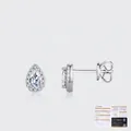 Elegant pear-cut moissanite halo stud earrings in S925 silver with GRA certificate - 925 Sterling Silver Inlaid With D Color Moissanite / 0.60Ct Total Weight (0.30Ct*2)
