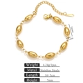 Minimalist gold stainless steel oval bead chain bracelet for women with extension chain - Ellipse