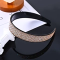 Black wide rhinestone headband with champagne crystals on a mirror background - Champagne AB Colored Grid Full Rhinestone