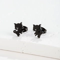 Minimalist black cat silhouette stud earrings in stainless steel for women - 281 Black (Cat)