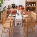 Moderne kersttafelloper met kerstboomprints en de tekst Merry Christmas decor - 30x183cm / Zwarte Letters Kerst