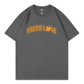 Dark grey Sturniolo Triplets Love Varsity T-shirt with Fresh Love orange graphic - Dark Gray