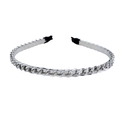 Fashion silver metal chain headband with woven alloy links and soft black end pads - Metal Chain Style (FG131)