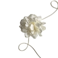 White satin camellia flower choker with long ribbon ties for hair or neck wear - One Size / 3D Flower Choker / White