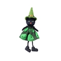 Bambola di gatto nero di Halloween con cappello da strega verde e gonna teschio - Nuovo Ciondolo Gatto Nero