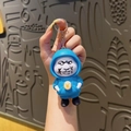 Blue hoodie capybara keychain with face-changing feature and gold symbol detail - Emoji King Face Changing Doll - Blue