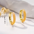 Polished golden wide hoop earrings with orange resin and glitter, 17mm outer diameter - EH735 Yellow Contrast Earrings