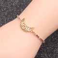 Gold adjustable MOM bracelet with colorful moon charms and sparkling rhinestones - Colorful Zircon Chain Moon MOM Bracelet