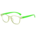Kids anti-blue light fashion glasses in two-tone translucent yellow and neon green frame - Green Frame Green Temples