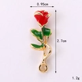 Rote Rose Anhänger aus Legierung mit grünen Blättern für DIY Handyhüllen Deko - D2102 3D Rote Rose (Goldbasis)
