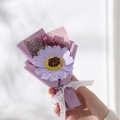 Handmade small bouquet with purple sunflower, dried flowers and LOVE ETERNAL ribbon - Purple Sunflower