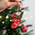 Wooden Snowman LET IT SNOW Christmas ornament with red glove detail and jute rope hanger - Snowman in Mitten