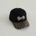 Detail of kids baseball cap with leopard print brim and Beooty letter embroidery - 52-54cm (3-8 Years) / Black