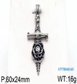 Retro stainless steel fishbone pendant with turquoise in antique silver finish - Single Pendant Style 8
