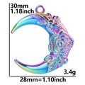Rainbow stainless steel crescent moon pendant detail with dimensions 30mm x 28mm and 3.4g weight - Rainbow