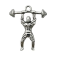 Silver weightlifter pendant accessory made of alloy with polished finish for DIY - Extra Large Weightlifter (18741)