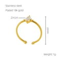 Minimalistischer 18k vergoldeter Edelstahlring mit Zirkonia im Marquise Schliff - Einheitsgröße / Weiß (1202)