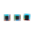 Three square AB color blue crystals with black centers for DIY jewelry making - 3mm Flat Square AB