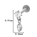 Titanium labret stud with round and marquise-cut clear zircon stones in silver finish - Round & Marquise Dangle (T2528-3# Silver)
