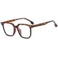 Retro tortoiseshell square frame glasses with anti-blue light lenses at a 45-degree angle - Demi/Tortoise
