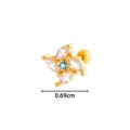 Gouden bloemenoorbel met heldere en blauwe zirkonia, detail van de maat 0,69 cm - Blauwe Centrum Bloem Stijl (2618-3# Goud)