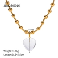 Halskette mit vergoldeten Perlen und großem transparentem Herzanhänger aus Kristall - Goldene Kugelkette/Transparentes Herz(JDN2305016)