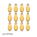 Set of 12 golden oval stainless steel tags in 10x4mm size for DIY jewelry making - Gold - Blank Long 8-shape