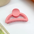 Pink acrylic half-moon hair claw clip for women with smooth resin finish and minimalist style - Watermelon Red