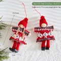 Felt wool Santa Claus and snowman dolls Christmas ornaments for tree decor set - Wool Felt Red Girl and Boy 2Pcs Set