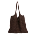 Borsa tote in maglia marrone con trama a fiocchi 3D e tracolla capiente - Marrone