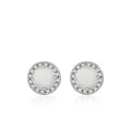 Pendientes de plata de ley S925 con opale blanco redondo y halo de piedras brillantes - Plata 925 / Estilo Redondo (RHE2098)