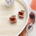 Set of two cute brown hyena acrylic mini hair claws for girls with a glossy finish - Hyena (Pair)