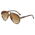 Classic tortoise pilot sunglasses with brown gradient lenses and gold T logo detail - Regular / Tortoiseshell Frame Gradient Tea Lens