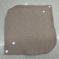 Soft dark coffee muslin cotton baby bib with four white snap buttons and crinkle texture - Coffee (46#)
