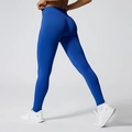 Pantalon de yoga bleu roi taille haute sans couture avec effet push-up sculptant fessier - Bleu Mer Foncé