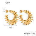 Detail view of gold-plated geometric spiral hoop earrings with dimensions and weight - Gold Small Spiral (F1380)