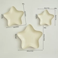 Three-piece set of cream star-shaped iron dessert plates with detailed size specifications - Cream