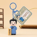 Lu Xun Schlüsselanhänger in Blau mit Motivationsanhänger im kreativen Cartoon-Stil - Lu Xun [Mach es einfach]