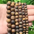 Frosted Tiger Eye stone beads string with natural brown and gold stripes for DIY jewelry - Frosted Tiger Eye / 4mm/1 Piece Approximately 90 Pieces/10g