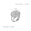 Adjustable stainless steel celestial ring featuring sun, moon and star motifs - Silver