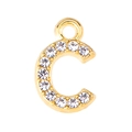 Macro shot of gold letter C pendant with sparkling rhinestones for jewelry making - Letter C-Gold