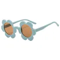 Morandi blue flower-shaped sunglasses with translucent brown lenses for children - Matte Light Green Frame Tea Lens