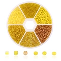 Gelbes Glasperlen-Set in 6-Fächer-Box für DIY-Schmuckherstellung und Halsketten Basteln - Gelb Serie (2mm) / 3900 Stk/Box