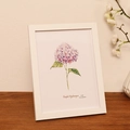 White minimalist photo frame with 6x8 inch purple hydrangea watercolor illustration - White