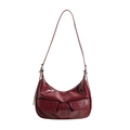 Sac bandoulière en cuir verni bordeaux brillant avec poches au design rétro - Bordeaux