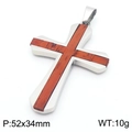 Tweekleurige roestvrijstalen kruishanger met rozenhouten inleg voor dames heren - Grote Maat (52x34mm)(KP115667-GC)