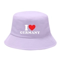 Lavender purple bucket hat with I Love Germany heart print and stitched brim - M / 4# I Love Germany - Purple